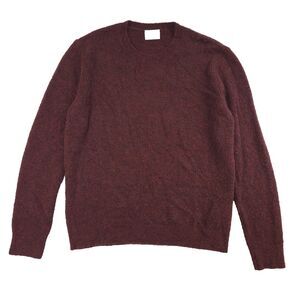 Dondup Wool Pullover Crew Sweater 54 Burgundy Italian Preppy Academic Minimalist